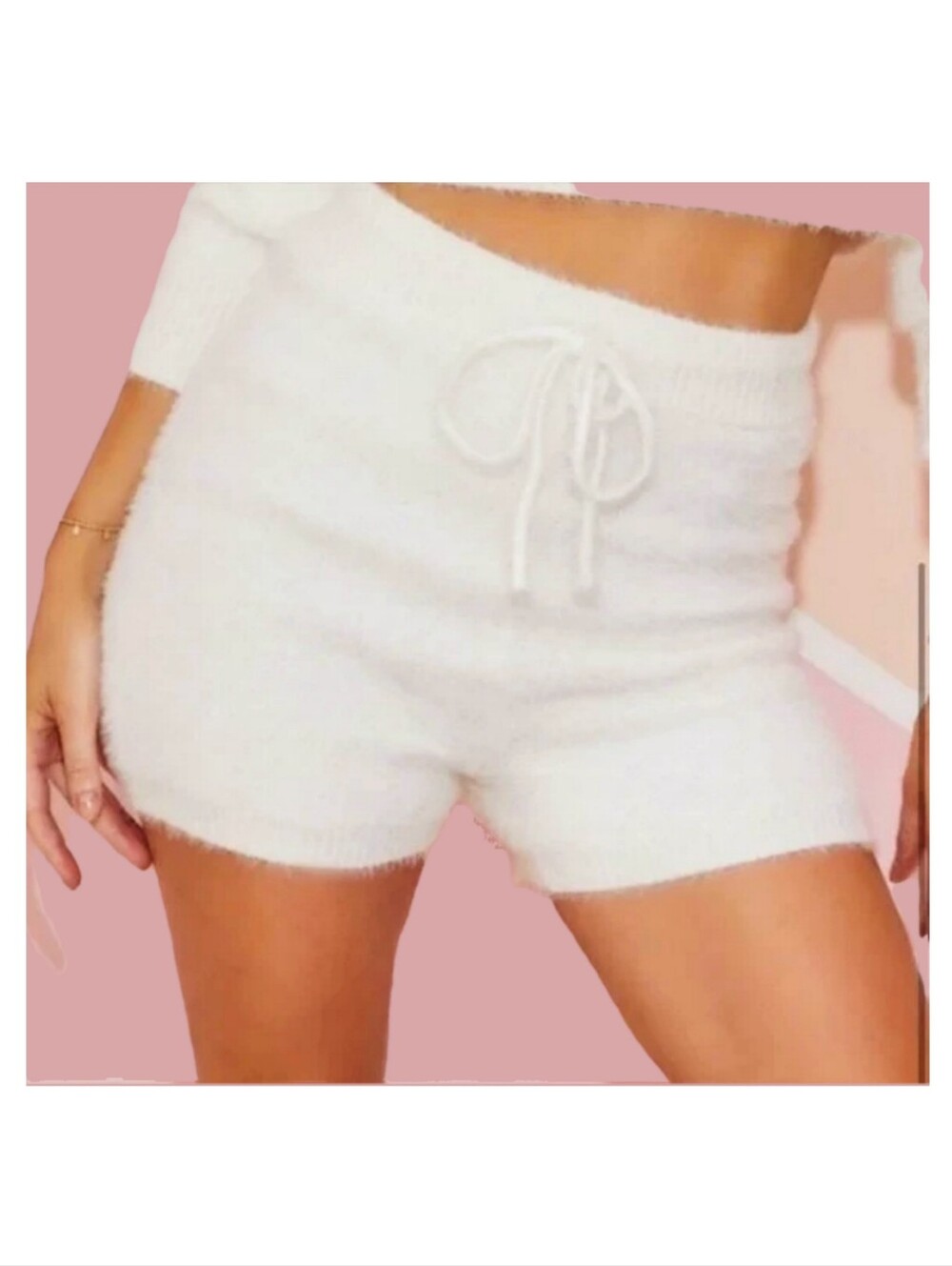 Fuzzy Drawstring Shorts - Picture 3 of 3